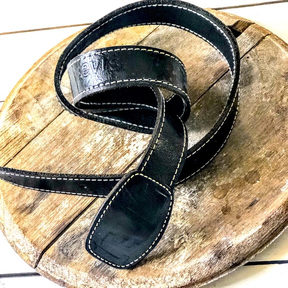Levis 501 Genuine Leather Original Grain Black Vintage Unisex Belt Size 34 Boho - Picture 1 of 6